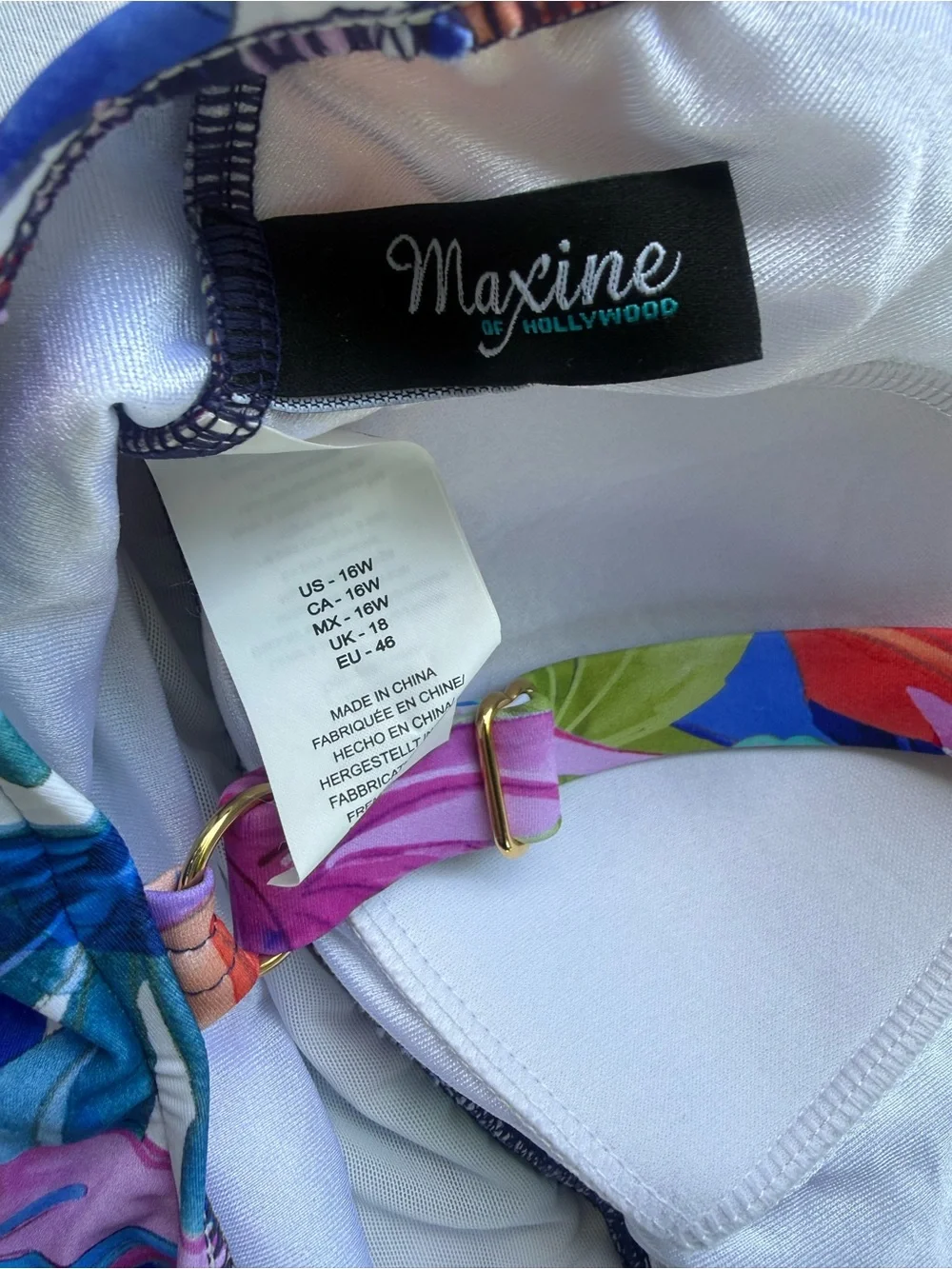 NEW Size 16W Maxine of Hollywood Floral side Ruching One-Piece Swimsuit